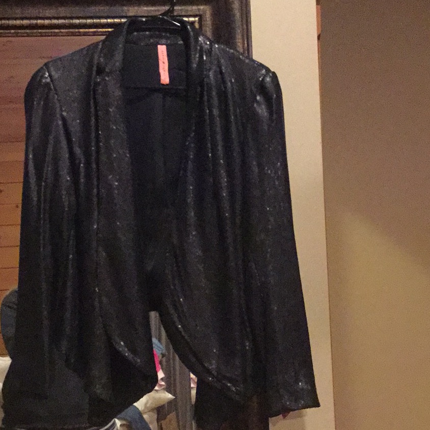 Sequin Drape Front Jacket